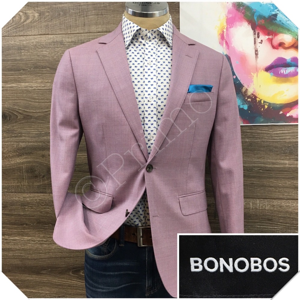 BONOBOS Mens Wool Blazer Sport Coat Casual Jacket Size 38R Slim Fit Button Suit